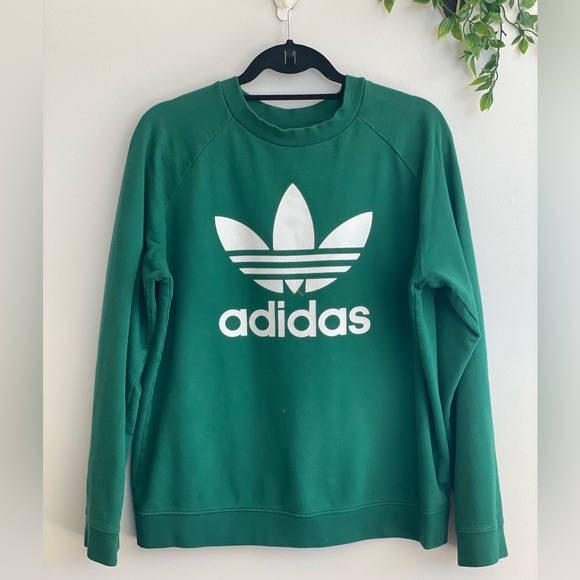 SWEATSHIRT ADIDAS TREFOIL CREWNECK in Collegiate Green Small - Picture 4 of 12